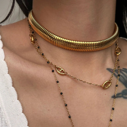 18k Gold Plated Titanium Steel Necklaces Vintage Gypsy Elastic Choker For Women Girls Fashion Aesthetic Jewelry