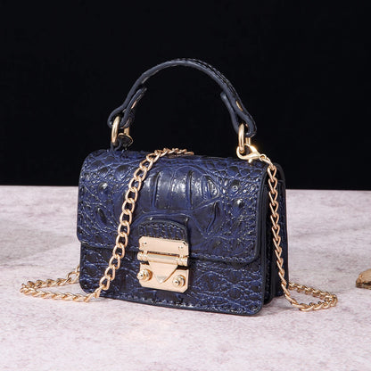 New minimalist and fashionable crocodile pattern solid color gradient commuting convenient shoulder bag