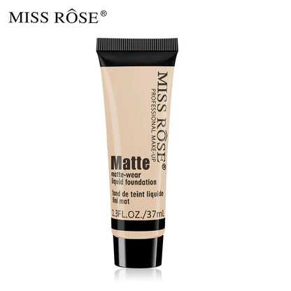 Miss Rose Long-Lasting Natural Nude Matte Foundation Makeup Face Mineral Pigment Liquid Foundation Concealer Full Coverage