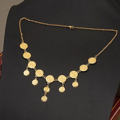 Turkish Totem Coin Necklace Chain Gold Plated Women Necklace Arabic Wedding Jewelry Ethnic Chains Necklaces