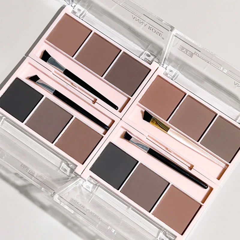 3-Shade Eyebrow Powder Palette - Long-Lasting, Waterproof and Sweat-Proof, Natural Eyebrow Powder for All Skin Types