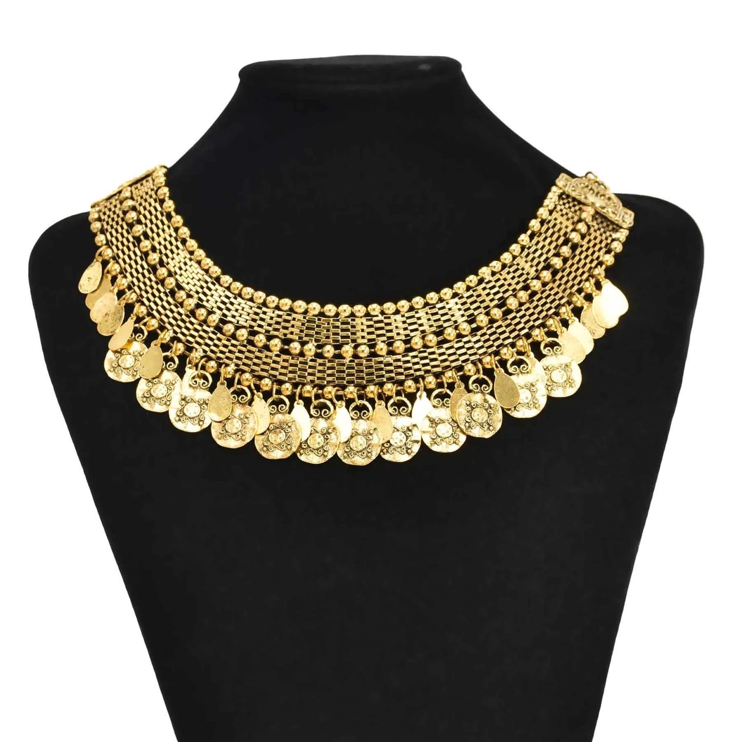 Bohemian Turkish Ethnic Metal Gypsy Beach Choker Bib Coin Tassel Collar Necklace For Women Indian Charm Turk Party Jewelry
