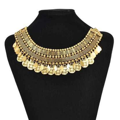 Bohemian Turkish Ethnic Metal Gypsy Beach Choker Bib Coin Tassel Collar Necklace For Women Indian Charm Turk Party Jewelry