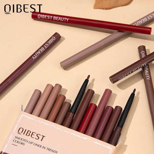 QIBEST 12Pcs/Set Waterproof Pen Matte Lip Liner Set  Long Lasting Makeup