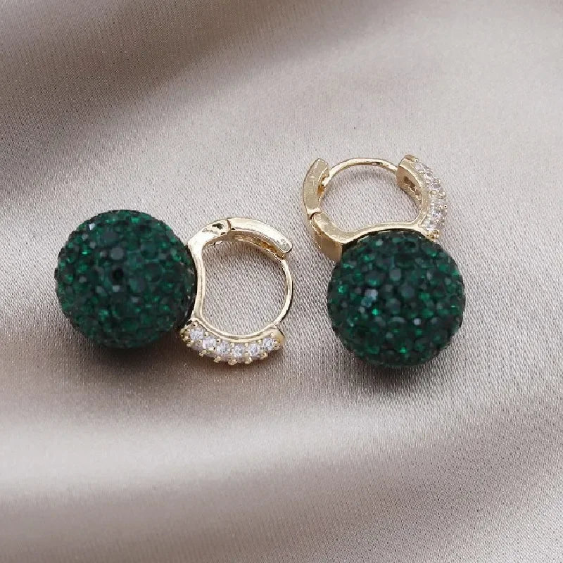 The New Fashion Jewelry Full Rhinestone Red Ball Earrings Earrings for Women