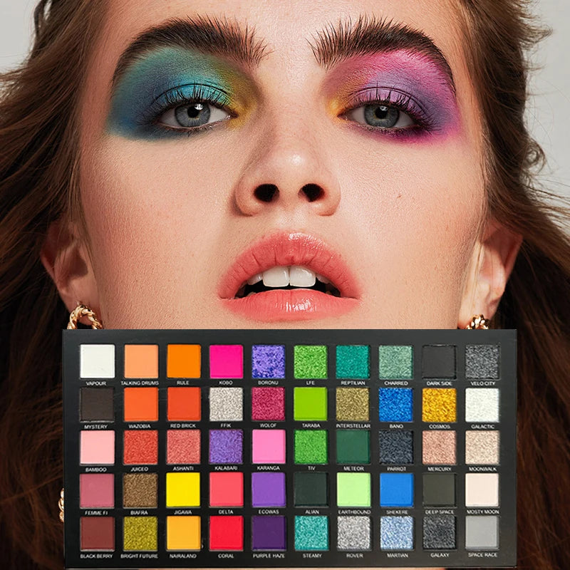 50 Color Rainbow Eyeshadow Palette Shimmer Matte Finish,Nude Neon Glitter Makeup All In One Makeup Palette For Music Festival