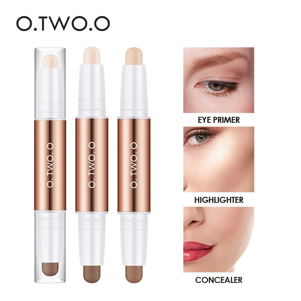 O.TWO.O Contour Stick Double Heads Contour Waterproof Matte Finish Highlighters Clavicle Shadow Pen Face 3D Highlight Concealer