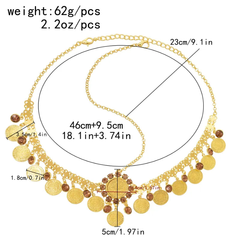 Coin Pendant Head Chain Turkish Coin Coin Gold Plated Pendant Women Hair Jewelry for Wedding