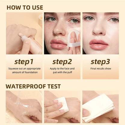QIBEST Liquid Foundation Base High Coverage Waterproof Face Concealer Cream Lasting Oil-Control Professional Makeup For Women