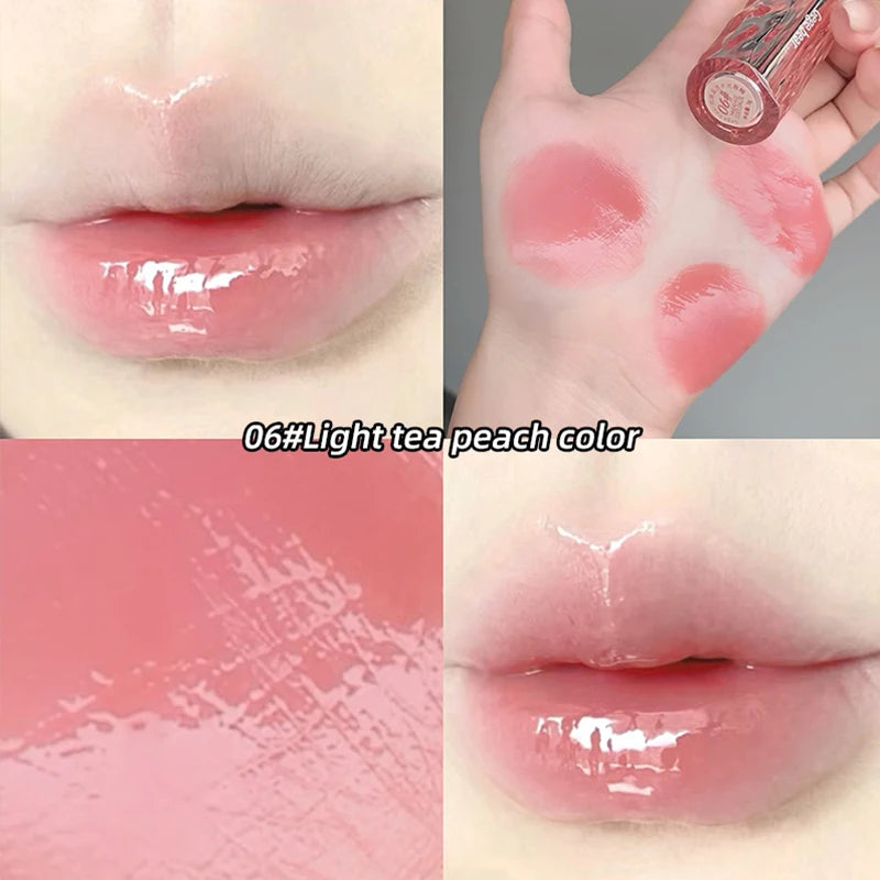 Crystal translucent lip glaze moisturizing water is not easy to fade natural color mouth red lip glaze