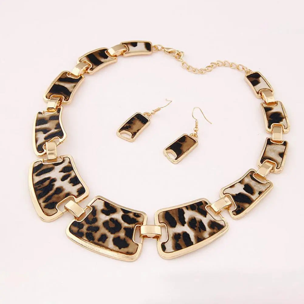 Hook Earrings 1 Set Statement Necklace Exaggerated Big Luxury Elegant Retro Leopard Women Kit Fashion Jewelry