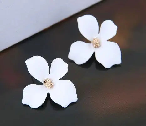 S925 Silver Needle Senior Red Petals Net Red Temperament Cute Small Flower Earrings Female Jewelry Earings Fashion Jewelry