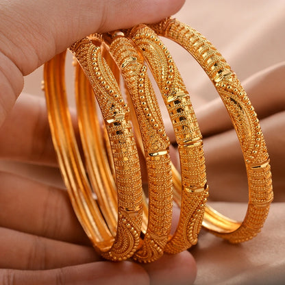Copper Gold Color Bangles For Women Dubai Fashion Bracelet Jewelry Wedding