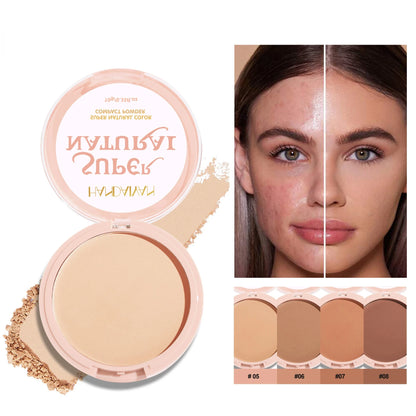 Handaiyan Matte Face Pressed Powder 24 Hours Oil Control Natural Setting Powder Foundation Full Coverage Waterproof Lasting Makeup