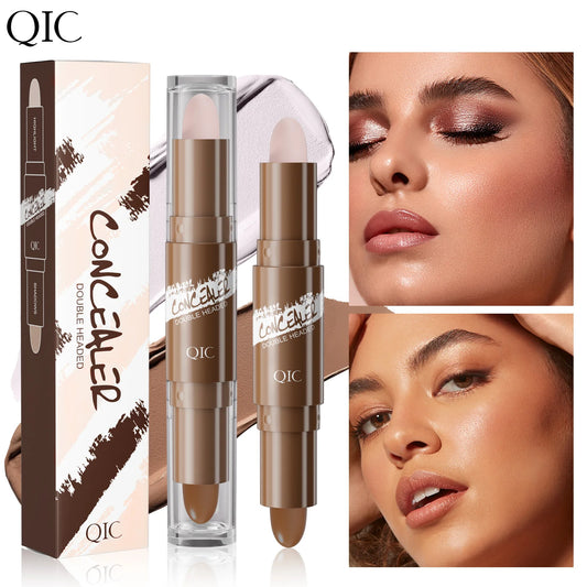 QIC Brown Tube Dual Ended Finishing Stick Concealer Shadow Face Contouring Concealer Stick