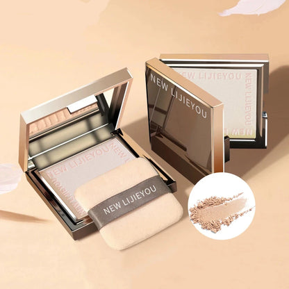 Waterproof powder with mirror, durable makeup, full face coverage, compact powder, cosmetics base