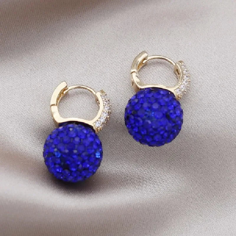 The New Fashion Jewelry Full Rhinestone Red Ball Earrings Earrings for Women