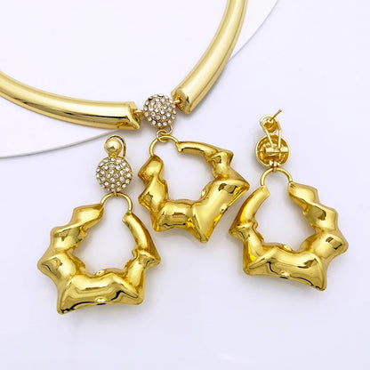 Gold Color Fashion Jewelry Necklace Earring sets For Women Jewelry ensemble de bijoux de mode