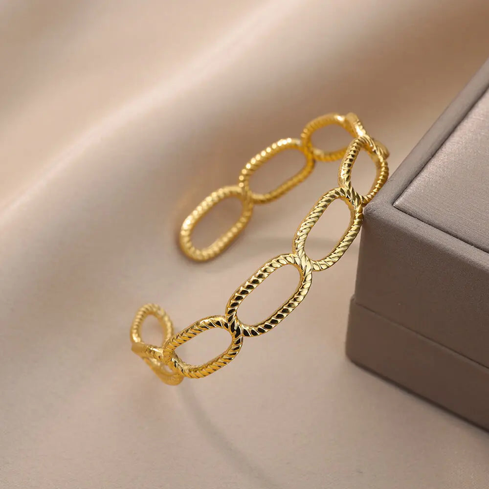 Vintage Snake Bangle Bracelet For Women Stainless Steel Snake Opening Bangle Fashion Jewelry