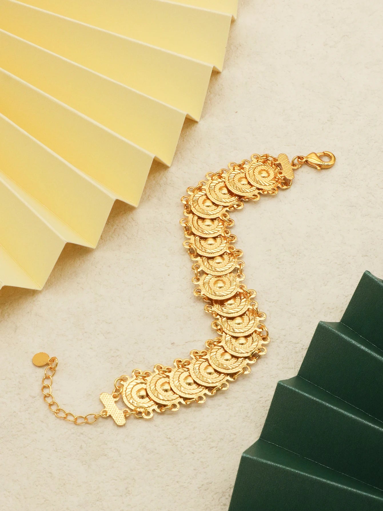 Luxury Copper Material Bangles Jewelry Gold Color Women Bracelets Gold Coin Party Adjustable Bracelet