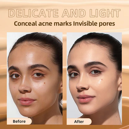 QIBEST Liquid Foundation Base High Coverage Waterproof Face Concealer Cream Lasting Oil-Control Professional Makeup For Women