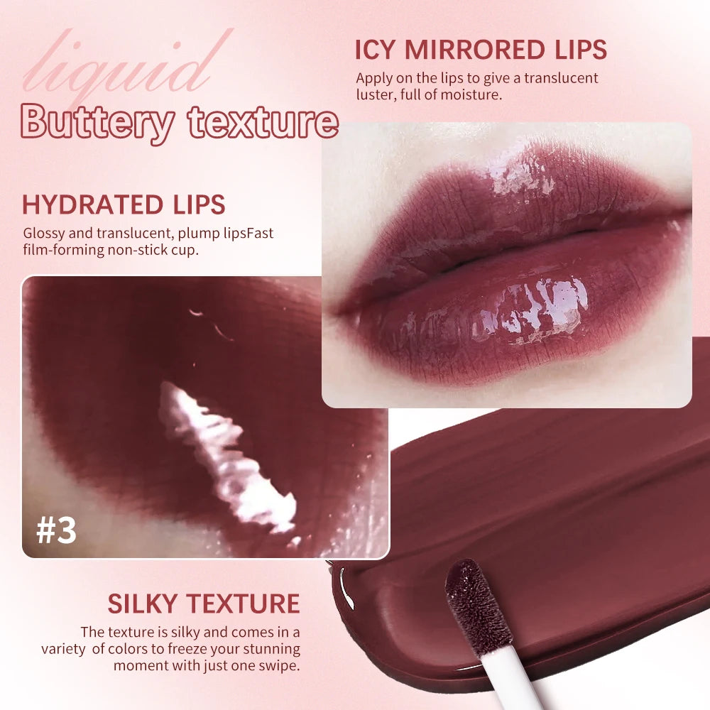 Butter Non-stick Cup Gloss Lip Gloss Moisturizing Mirror Lip Gloss Lasting Color Lip glaze Dye Lip Liquid Makeup For Women 8ml