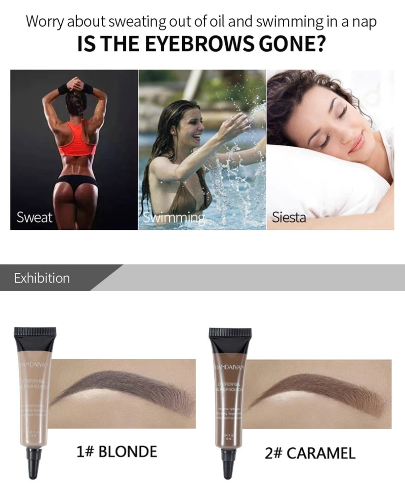 Handaiyan 10ML Long-Lasting Eyebrow Cream Enhancers Waterproof Natural Eye Brow Tinted Liquid Gel Cream Brow Makeup Cosmetics 6 Colors