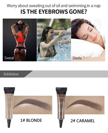 Handaiyan 10ML Long-Lasting Eyebrow Cream Enhancers Waterproof Natural Eye Brow Tinted Liquid Gel Cream Brow Makeup Cosmetics 6 Colors