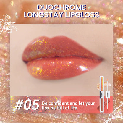 CHARMACY 2 in 1 glitter lip gloss Moisturing longstay duochrome lip glaze 8 color makeup for women