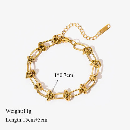 EILIECK Stainless Steel Gold Color Bracelet for Women Simple Style Link Chain Bangle Trendy Fashion Non-fading Jewelry