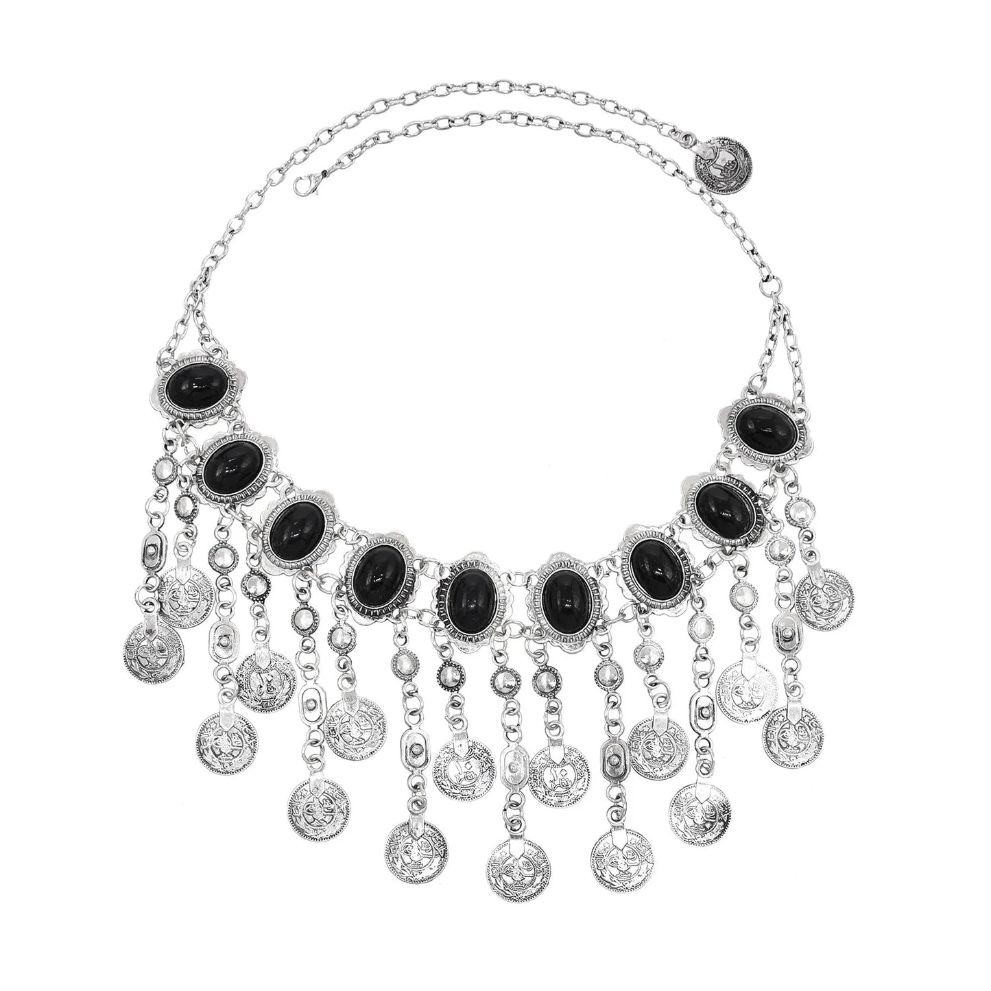 Bohemian Turkish Ethnic Metal Gypsy Beach Choker Bib Coin Tassel Collar Necklace For Women Indian Charm Turk Party Jewelry