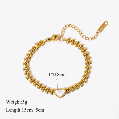 EILIECK Stainless Steel Gold Color Bracelet for Women Simple Style Link Chain Bangle Trendy Fashion Non-fading Jewelry