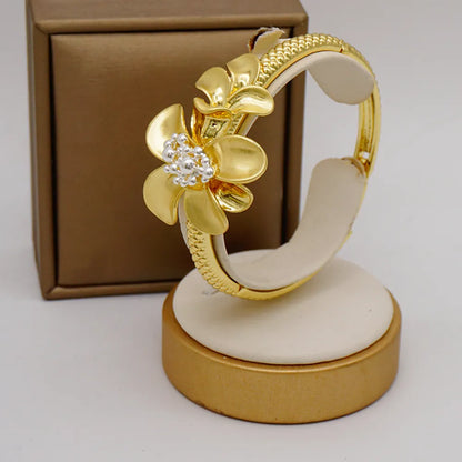 Brazilian Gold Color Flower Jewelry Dubai Jewelry Set For Women Italian Style Necklace Bracelet Earring Italian style jewelry