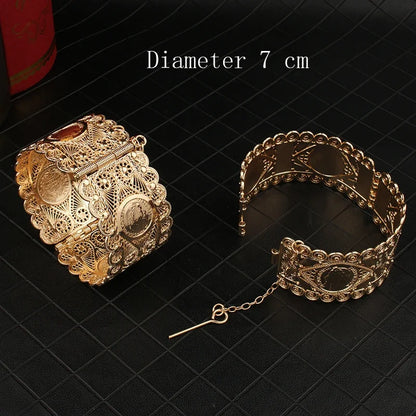 Bridal Bracelet Coin Gold Plated Bracelet Ethnic Jewelry Ladies Side Cuff Bracelet Party