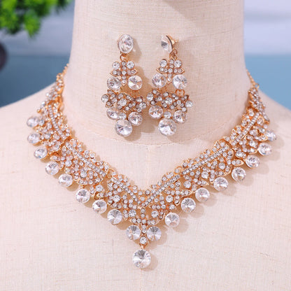 New Arrival  Women Fashion Jewelry Set Wedding Bridal Crystal Necklace Earrings Set