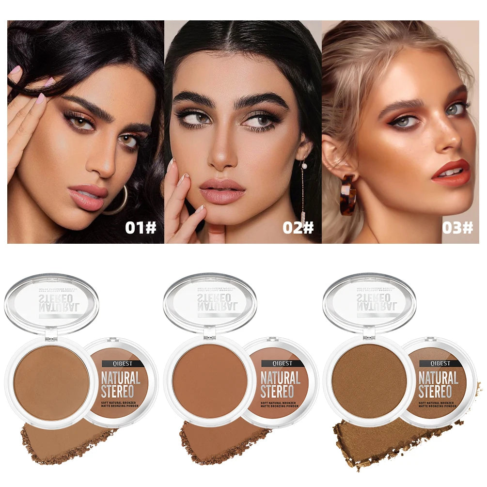 3D Bronzers Matte Wheat Contour Powder Palette Facial Makeup Natural Highlights Contouring Modification Waterproof Long-Lasting