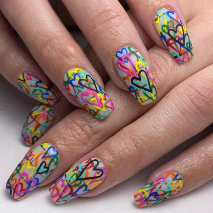 Press on Nails Long Ballet Nails Fashion Valentine's Day Rhinestone Wearable Fake Nails Manicure Tool Full Cover False Nail