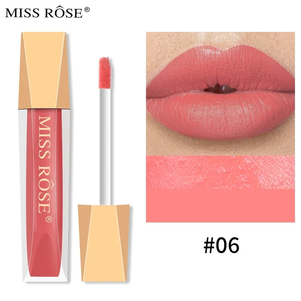 Miss Rose 16 Color Long Lasting Waterproof Velvet Matte Lip Glaze Lipstick Makeup Non-Stick Glitter Lip stick Lip Gloss Cosmetic