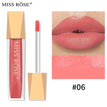 Miss Rose 16 Color Long Lasting Waterproof Velvet Matte Lip Glaze Lipstick Makeup Non-Stick Glitter Lip stick Lip Gloss Cosmetic