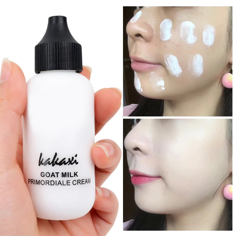 Lazy Facial Liquid Foundation Goat Milk Full Coverage Waterproof Tonal Cream Base Primer Makeup Brightening Korean Cosmetic 50ml