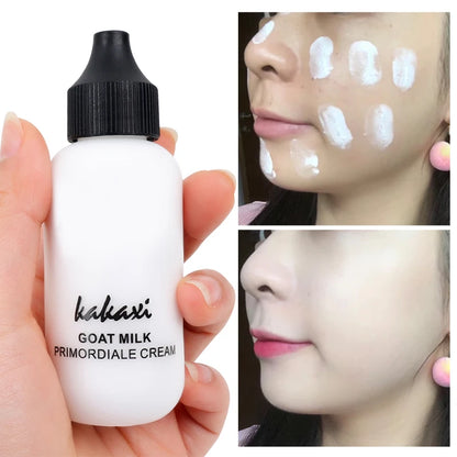 Lazy Facial Liquid Foundation Goat Milk Full Coverage Waterproof Tonal Cream Base Primer Makeup Brightening Korean Cosmetic 50ml
