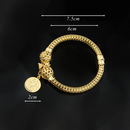 AYONG Saudi Gold Bracelet 21k Gold Plated Hollow Out Balls Bangle Punk Personality Hand Chain Cuff Bracelet