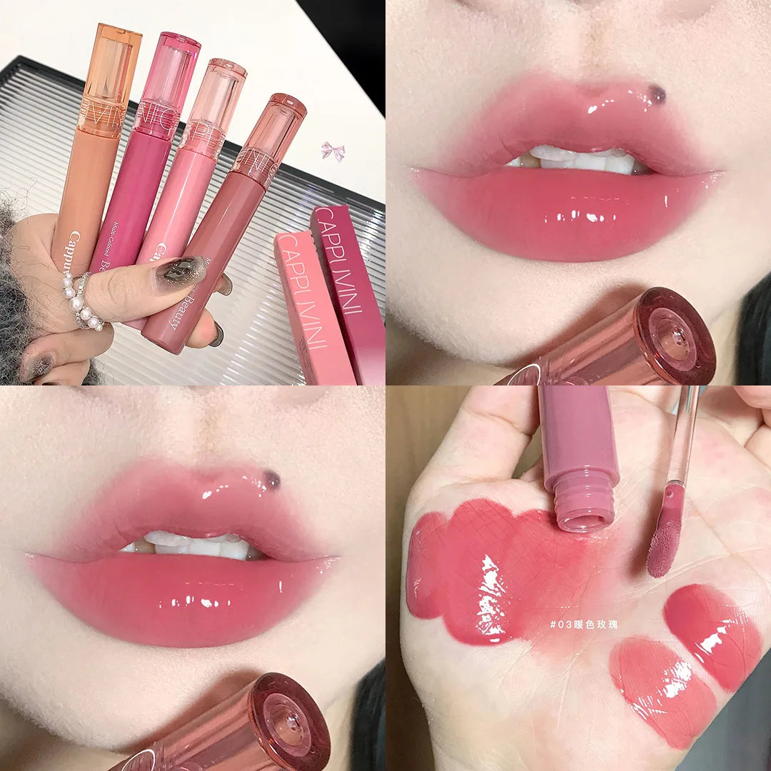 Cappuvini Juice Jelly Lip Gloss Long Lasting Moisturizer Water Light Lipstick Mirror Gloss Lipstick Affordable Makeup