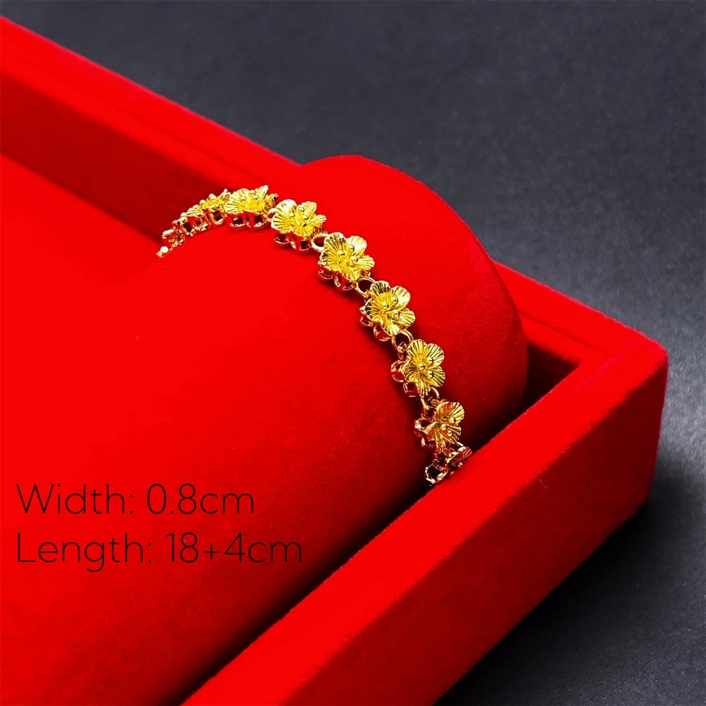 Women's Hand Bracelets Gold Color Stars Crown Cuff Link Chain Bangles Wristband High Quality Luxury Dubai Gold Jewelry Gifts