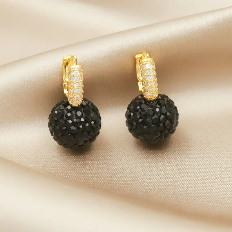 The New Fashion Jewelry Full Rhinestone Red Ball Earrings Earrings for Women