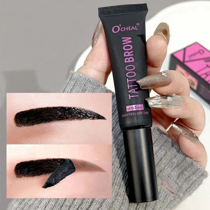 Peel Off Dye Eyebrow Gel Set Semi-Permanent Lasting Eyebrow Tattoo Tint Waterproof Tearing Off Brow Cream with Brow Cards Brush