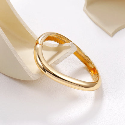 Joya Love Fashion Smooth Irregular Wide Bangles For Women Gold Color Adjustable Cuff Open Bracelet Statement Jewelry