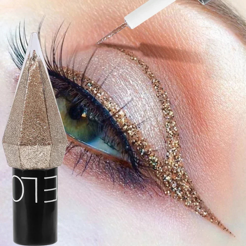 Pearlescent Diamond Gold Liquid Eyeshadow Eyeliner Stick Waterproof Glitter Sequins Rose Gold White Eyeliner Pen Makeup