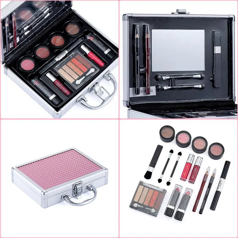 Make Up Set Eye shadow Lipstick Eyebrow Concealer Powder Brush Complete Makeup Full kit Set