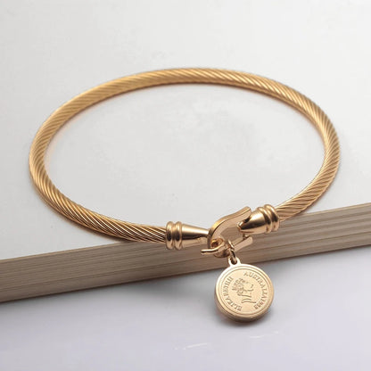 Stainless Steel Queen Coin Gold Plated Trendy Bracelets For Men Women Wedding Hook Closure Bangle Jewelry Birthday